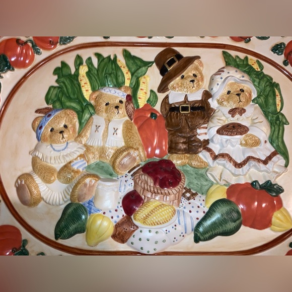 Cherished Teddies collectors wall plate teddy bear thanksgiving - Picture 3 of 9